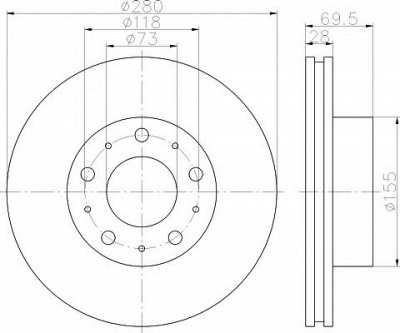 HELLA PAGID 8dd355113691 -  Тормозной диск